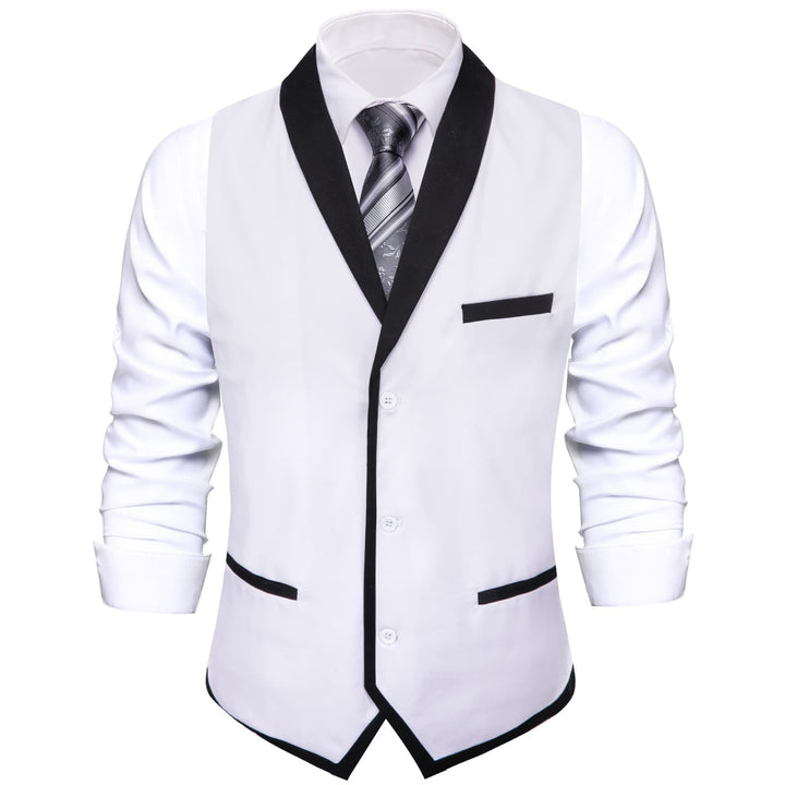 Ghost White Solid Shawl Collar Vest 