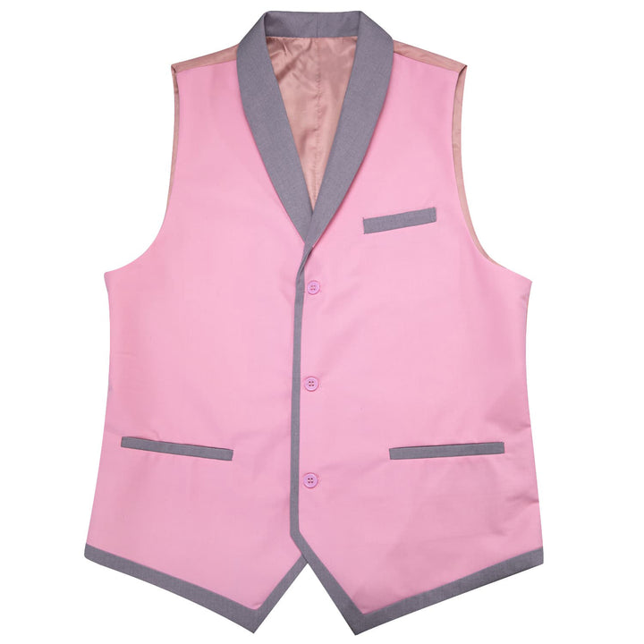 Solid Light Pink Button Vest Shawl Collar Waistcoat