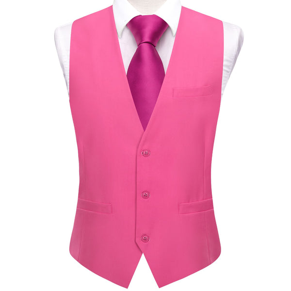 hot pink solid mens business silk vest