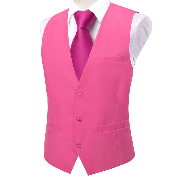  Hot Pink Solid silk casual mens vests