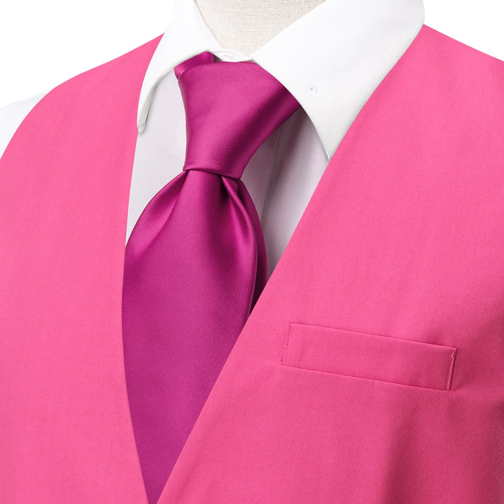 Dress Vest Top Hot Pink Solid V Neck Men's vest