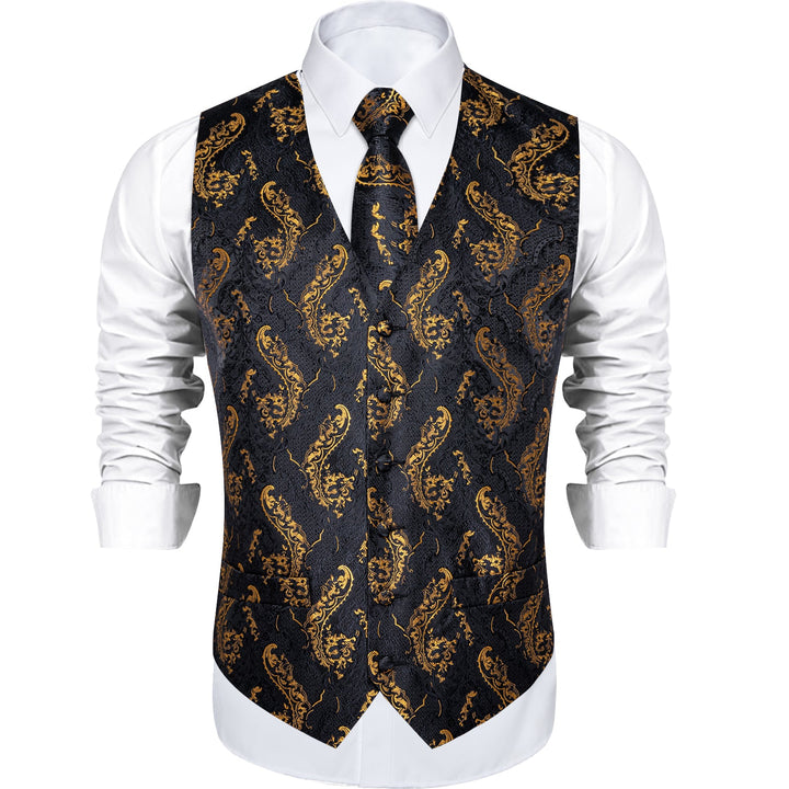 mens gold vest and tie