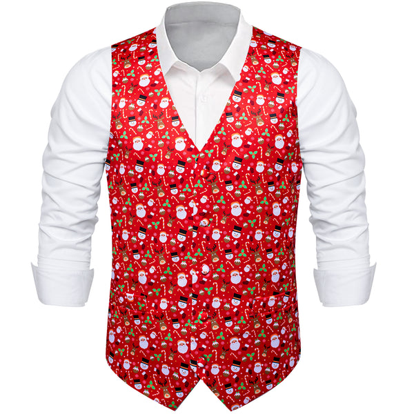 Christmas Red Novelty Splicing Jacquard Men's Vest