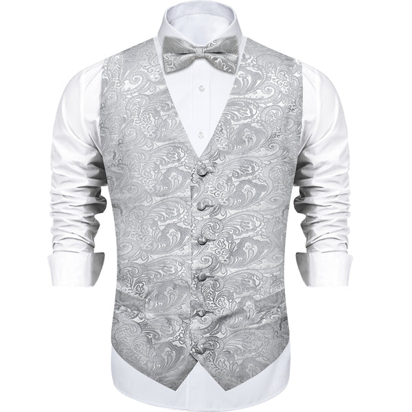 Grey Paisley Silk Men's Vest Single Vest
