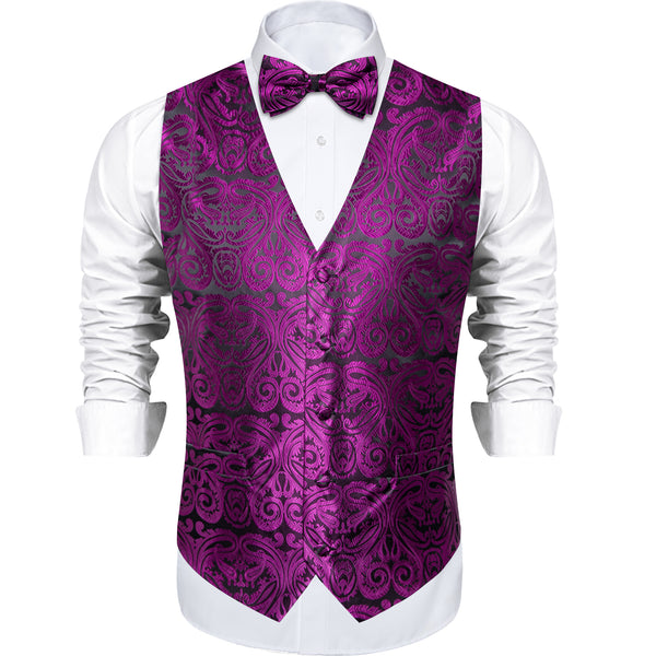 Purple Violet Paisley Silk Men's Vest Single Vest