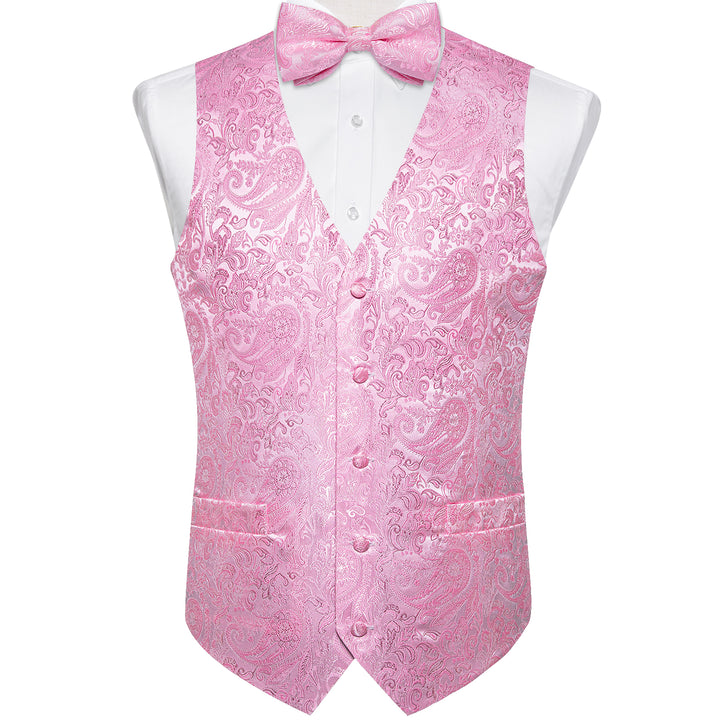 Pink Paisley Men's Collar Vest Bowtie