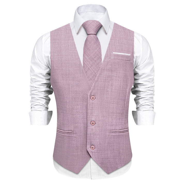 Plum Pink Plaid Jacquard Men's Vest