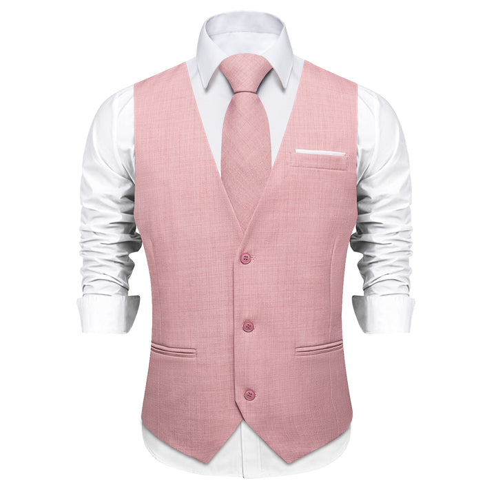 LightPink Solid Jacquard Men's Vest