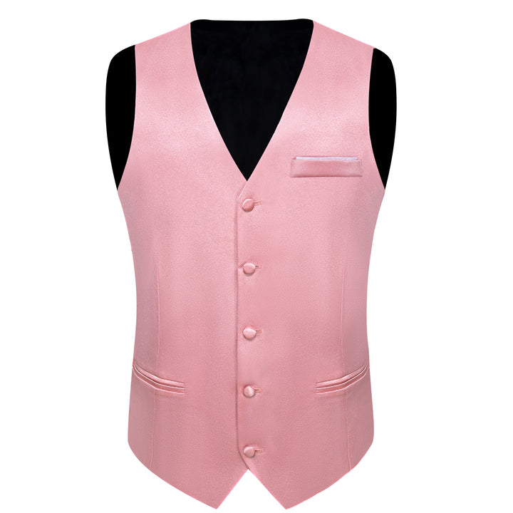 Baby Pink Solid Shining Silk Formal Men's Vest 