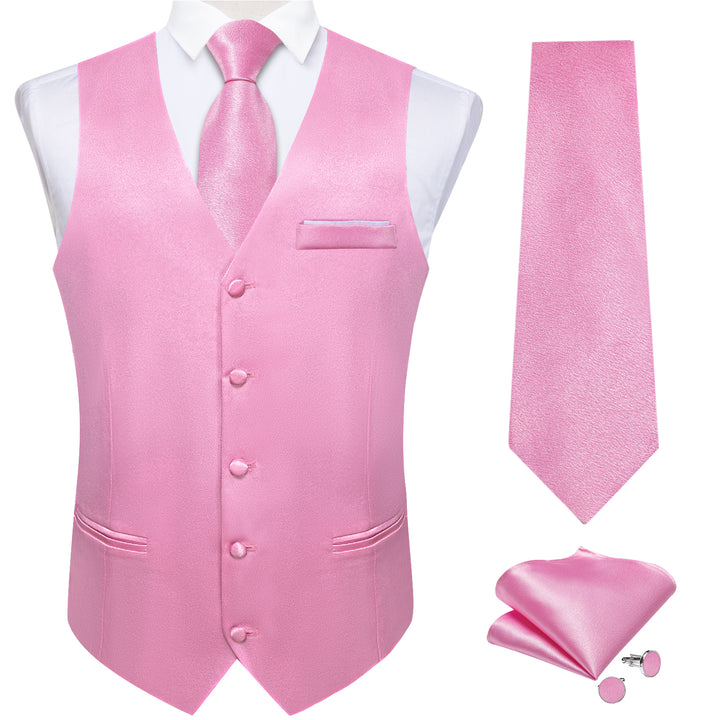 Light Pink Solid Shining Silk Formal Men's Vest