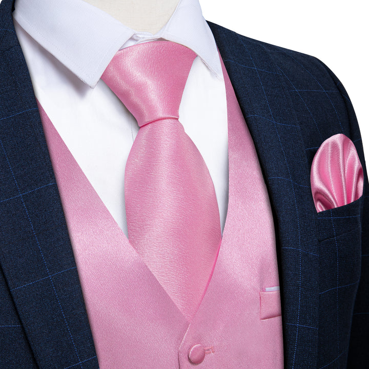 Light Pink Solid Shining Silk Formal Men's Vest