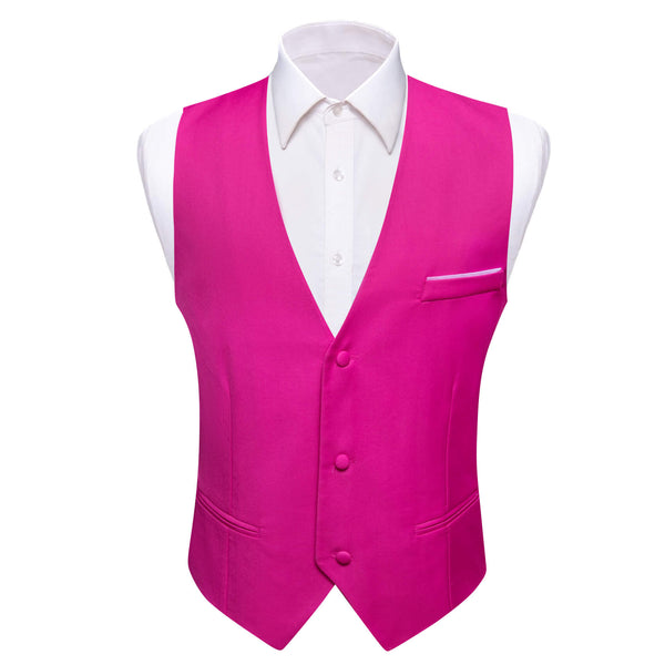 Hot Pink Silk Suit Vest Business Waistcoat