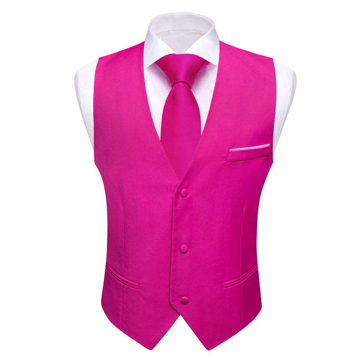 Hot Pink Silk Suit Vest Business Waistcoat