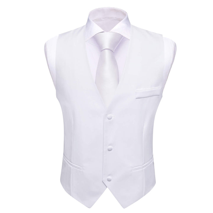 Ghost White Silk Suit Vest Business Waistcoat