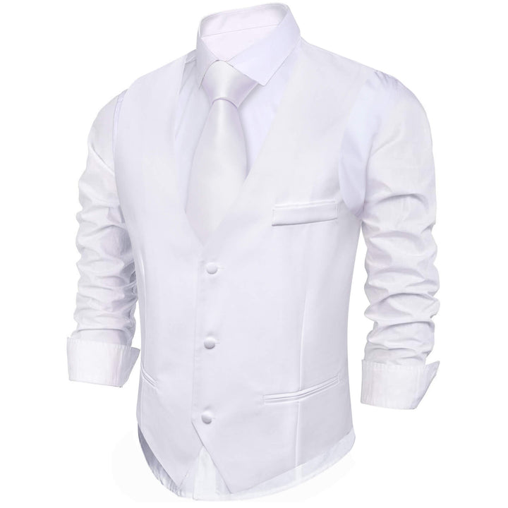 Ghost White Silk Suit Vest Business Waistcoat
