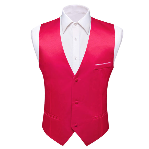 Carmine Red Silk Suit Vest Business Waistcoat
