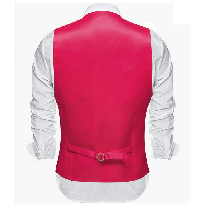 Carmine Red Silk Suit Vest Business Waistcoat
