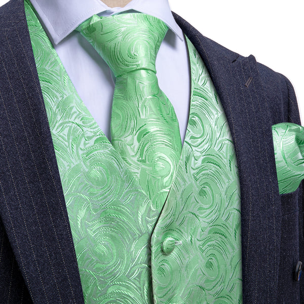 Ties2you Floral Tie Turquoise Green Silk Men's Vest Hanky Cufflinks Tie Set