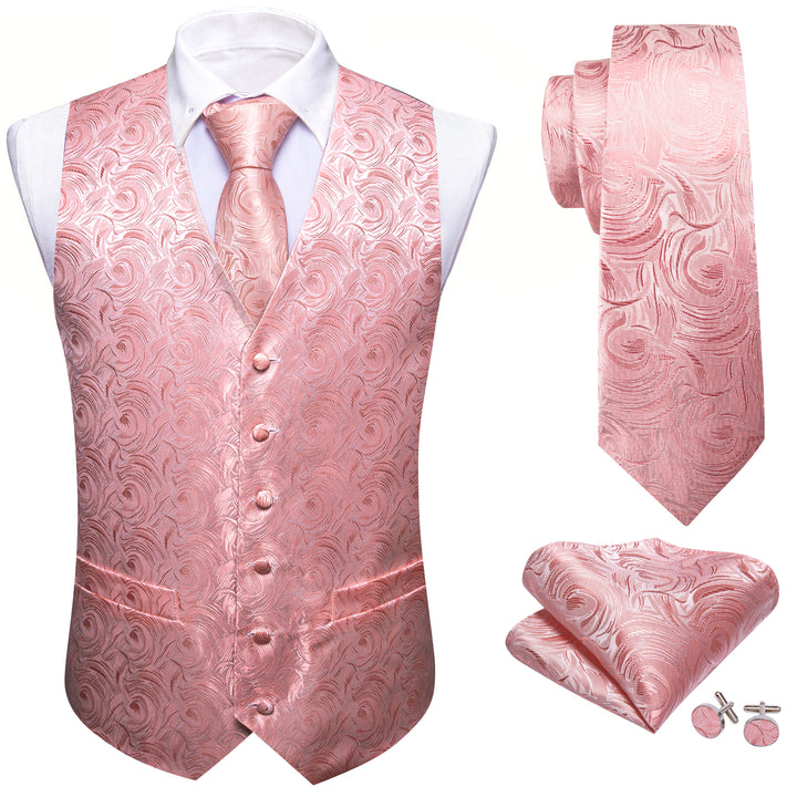 Baby Pink Floral Silk Men's Vest 