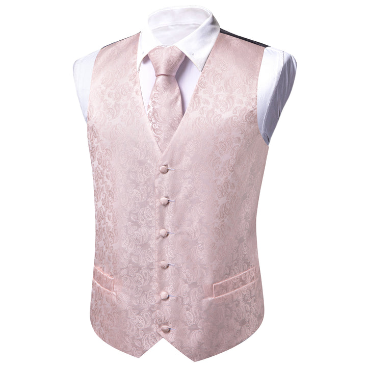 Light Pink Paisley Silk Men's Vest 