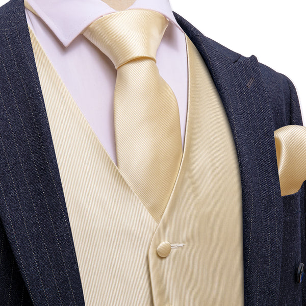 Linen White Striped Silk Men's Vest Necktie Set Waistcoat Suit Set