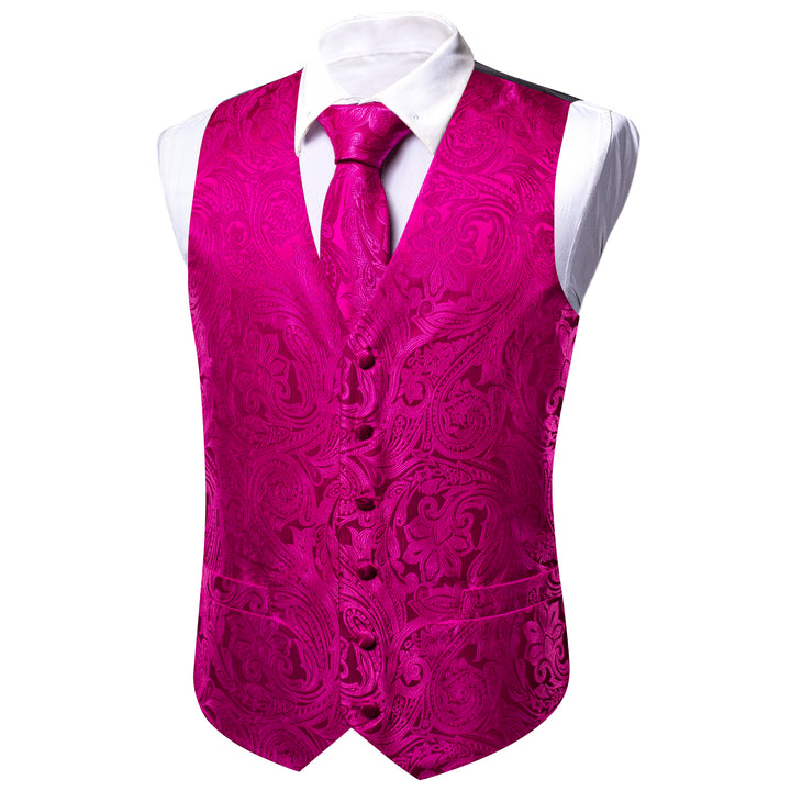 DeepPink Floral Silk Men's Vest