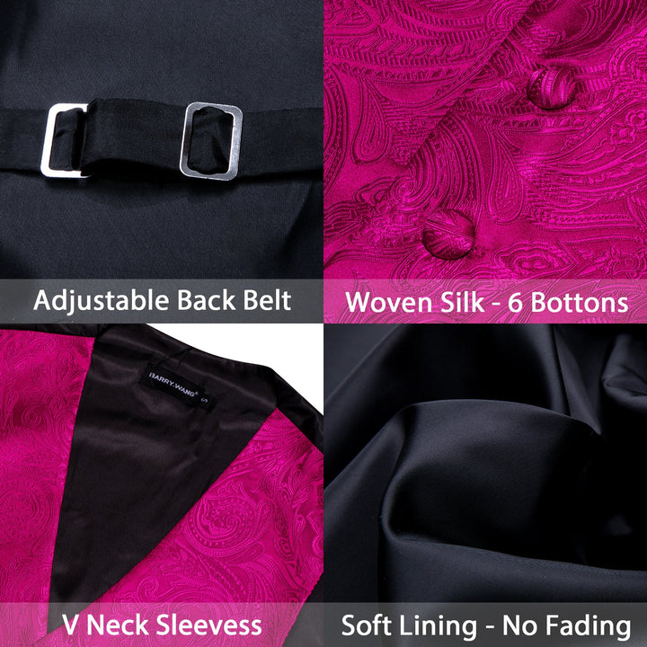 DeepPink Floral Silk Men's Vest