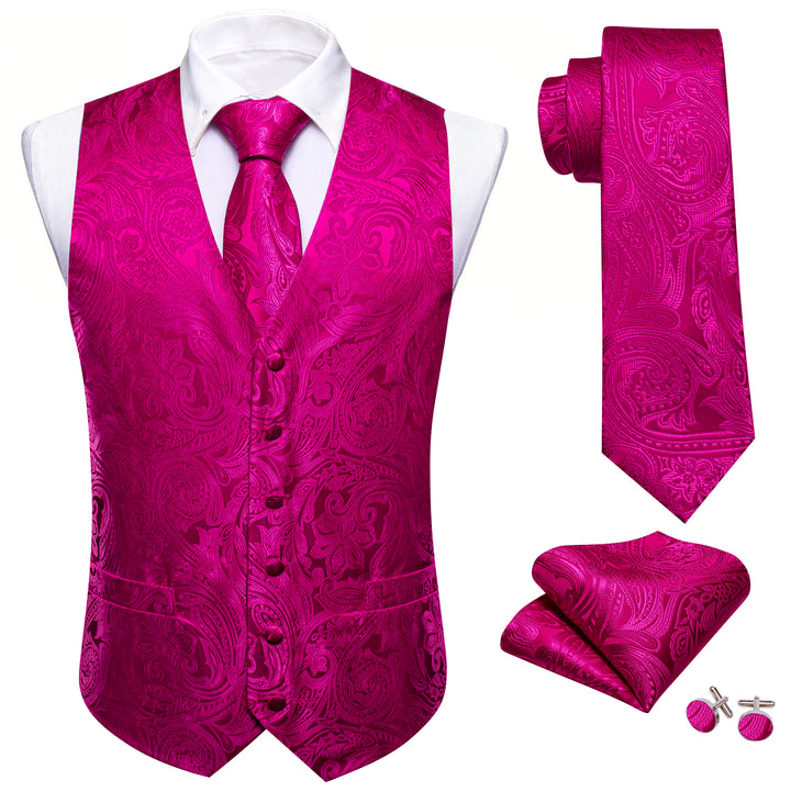 DeepPink Floral Silk Men's Vest