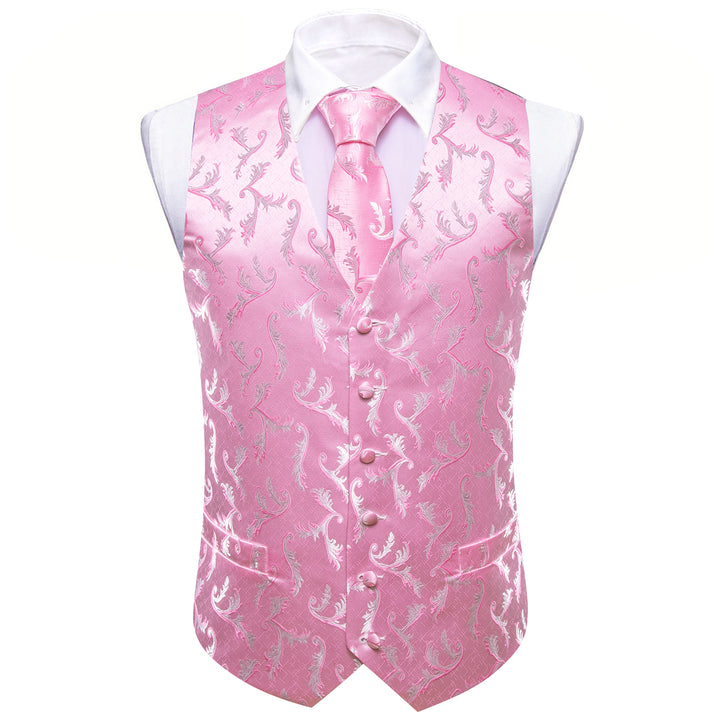 Pink Floral Silk Men's Vest