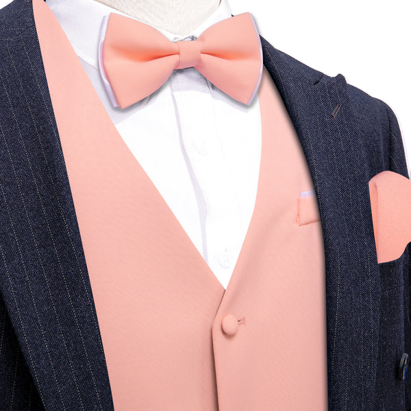 LightCoral Solid Silk Men's Vest Bow Tie Set Waistcoat Suit Set