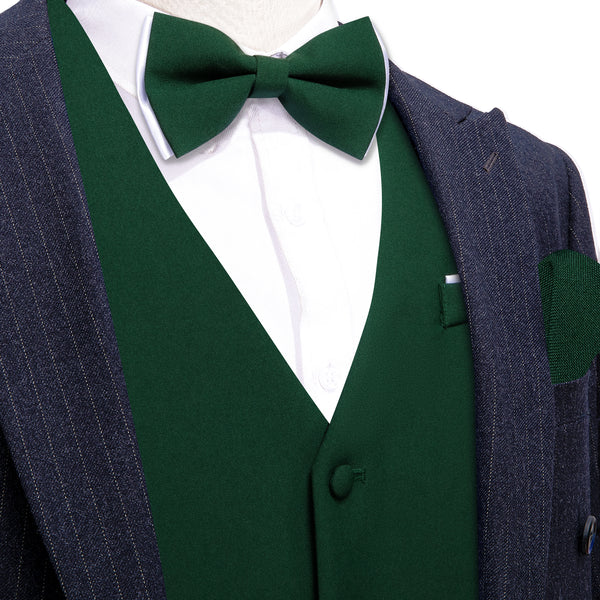 Ties2you Mens Vest Solid Dark Green Vest Bow Tie Set Waistcoat Suit Set