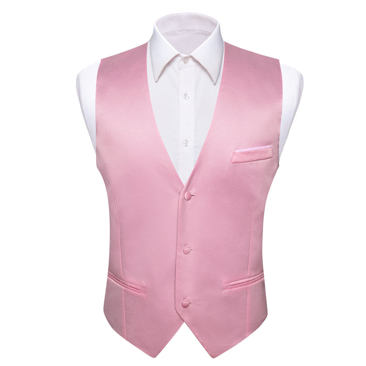 Light Pink Solid Silk Men's Vest