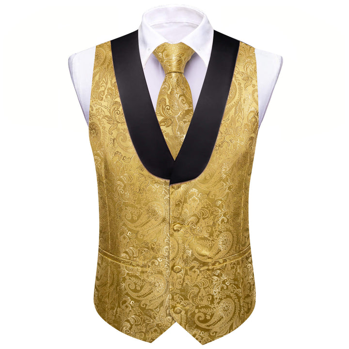 mens gold dress vest Men's Solid Satin GOLD Tuxedo Vest 4X / GOLD