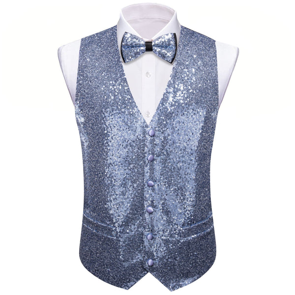 solid Arctic Blue fashion Sequin Vests for Men for sale