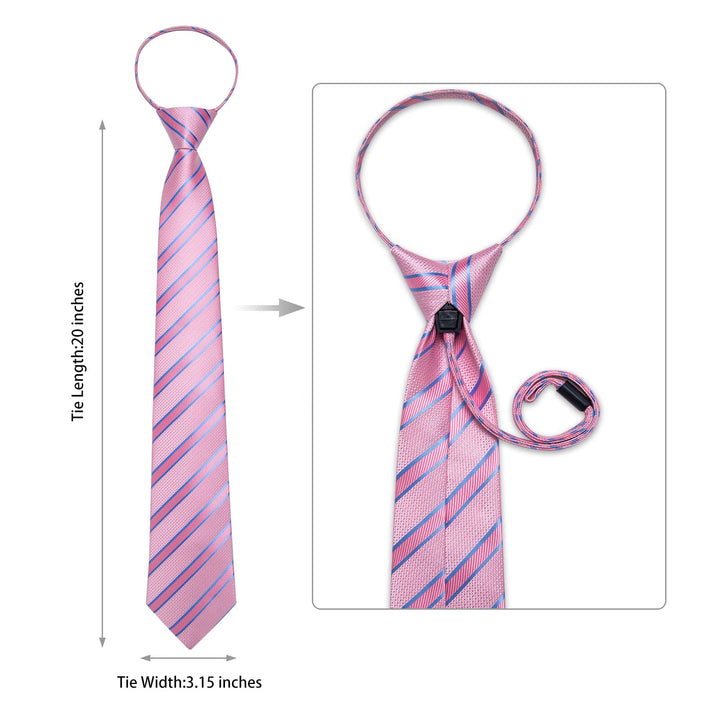Light pink blue line striped fashionable mens silk ties set for dress shirt