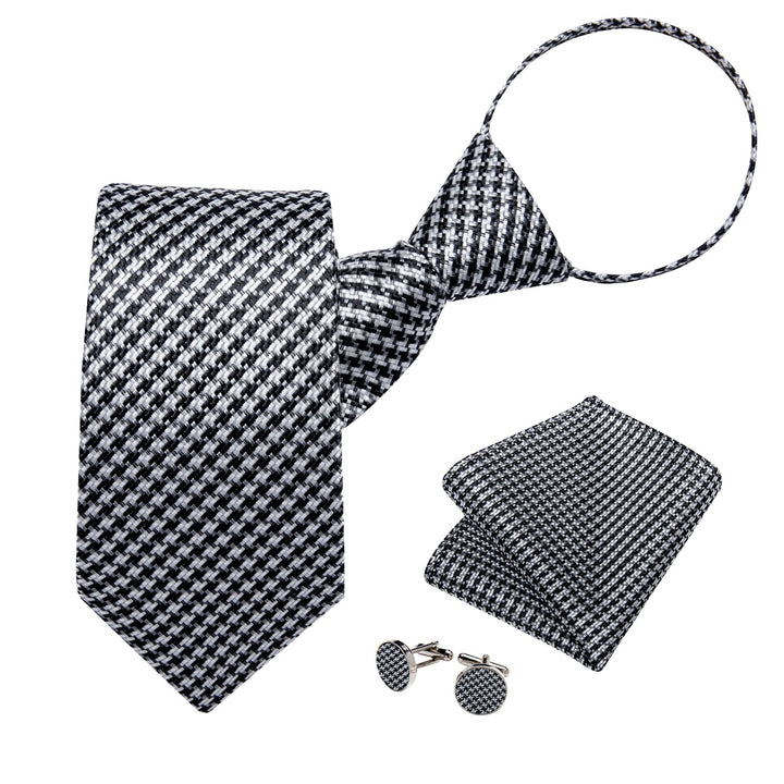 Men's classic black white houndstooth checked fashion tie business suit ties set