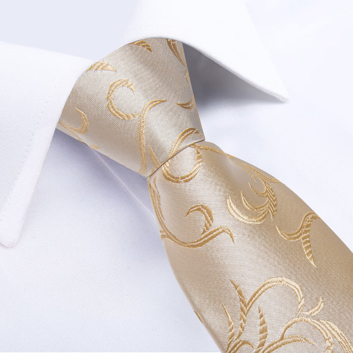 Rose Gold Floral Tie Mens Silk Tie Set for Wedding