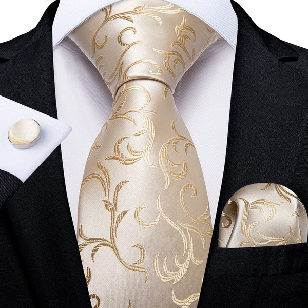 Rose Gold Floral Tie Mens Silk Tie Set for Wedding