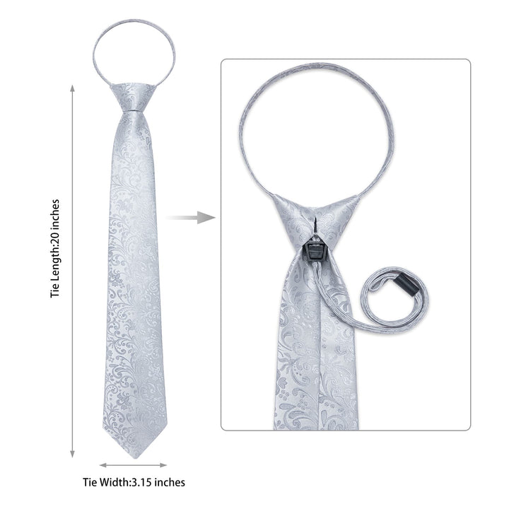 Wedding business gray floral mens silk suit tie pocket square cufflinks set