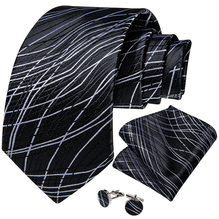Black White Novelty Silk Men's Tie