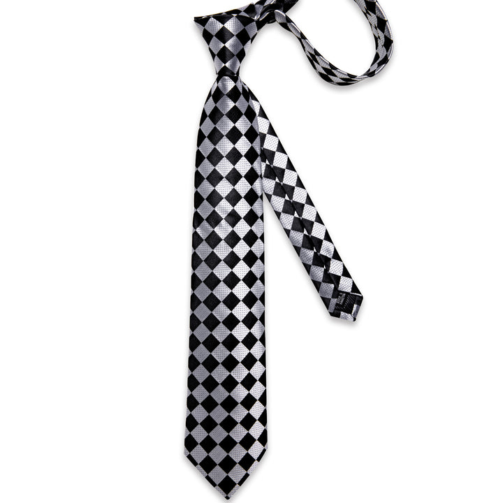 black grey plaid mens silk best tie for black suit