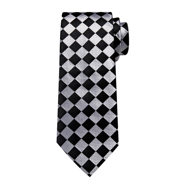 mens silk plaid grey black slim tie