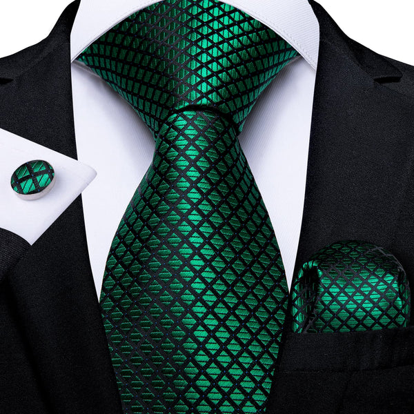 Fashion green plaid ties set for suit jacket