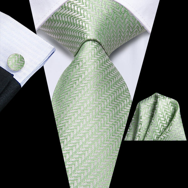 Auqamarin Geometric Men's Necktie Hanky Cufflinks Set