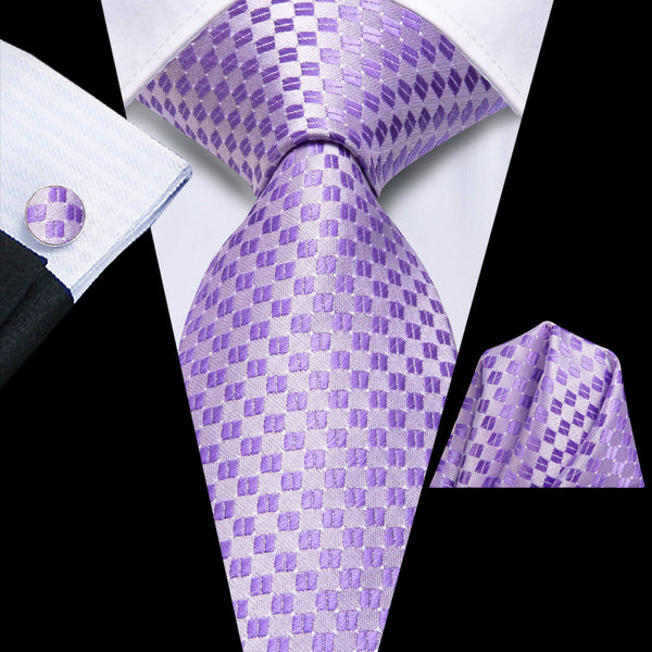 Purple Tie Plaid Woven Silk Men's Tie