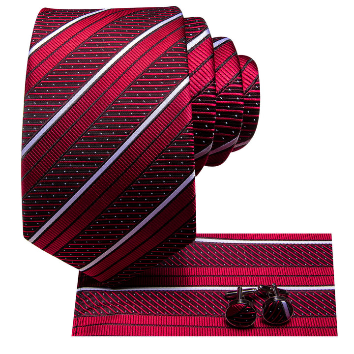  Striped Tie Red White Silk Men's Tie