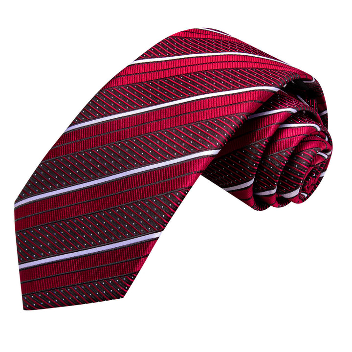  Striped Tie Red White Silk Men's Tie