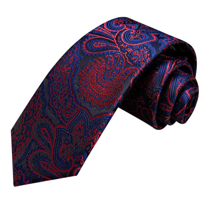  Floral Tie Black Red Blue White Silk Men's Necktie