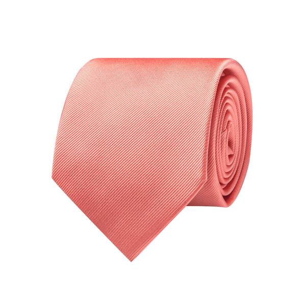 Ties2you Silk Men's Tie Coral Red Solid Tie Pocket Square Cufflinks Set Classic