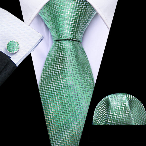 Ties2you Extra Long Tie Mint Green Novelty Woven Men's 63 Inches Tie Pocket Square Cufflinks Set